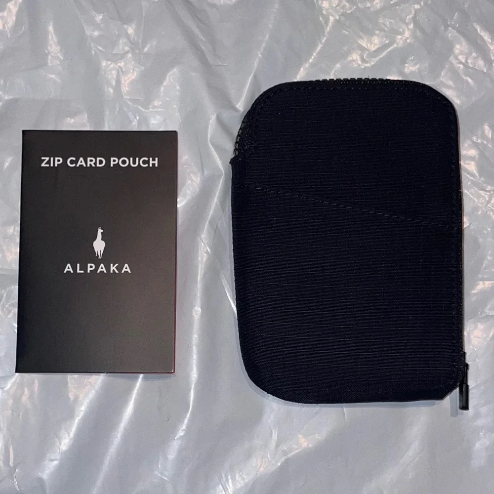Alpaka Zip Card Pouch Black Axoflux Recycled Ripstop RFID Wallet EDC